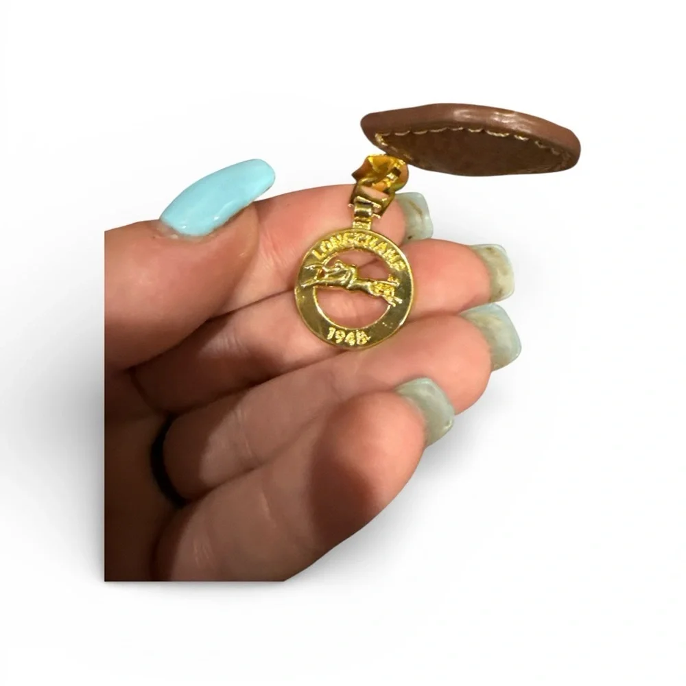 Long champ Chic Purple Tote Bag with Brown Accents - Picture 7 of 8